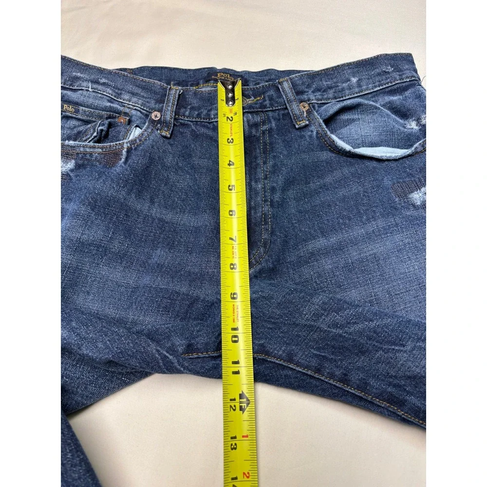 Polo Ralph Lauren Classic Fit‎ Distressed Dark Wash Blue Jeans Mens 33x32